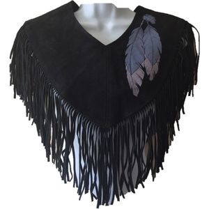Pioneer Wear Womens Leather Pullover Fringe Shaw